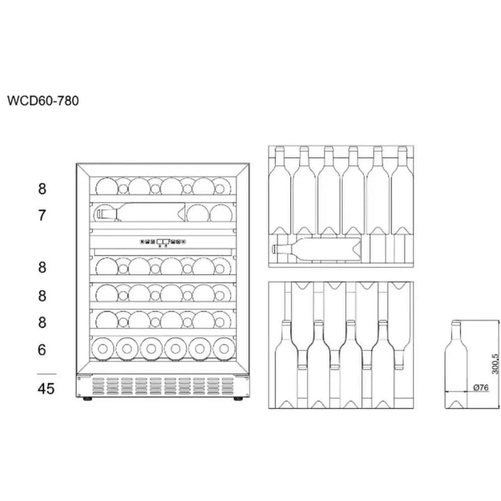 mQuvée - 600mm - Undercounter Wine Fridge - WineCave 780 60D Stainless
