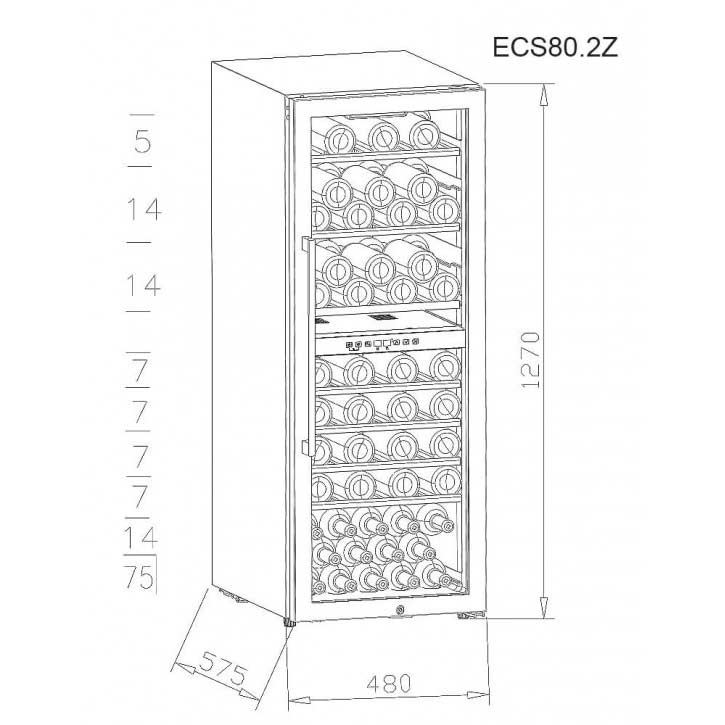 La Sommeliere - Dual Zone - 75 Bottle - Freestanding Wine Fridge - ECS80.2Z
