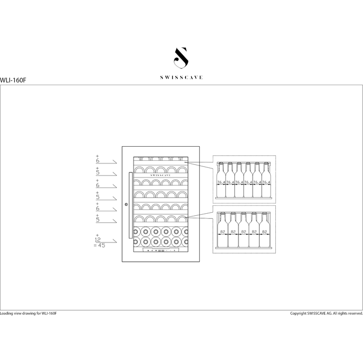 SWISSCAVE - Premium Edition Integrated Single Zone Wine Cooler WLI-160F