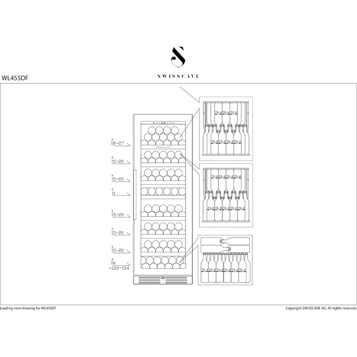 SWISSCAVE - Classic Edition 154 Bottles Dual Zone Wine Cooler WL455DF