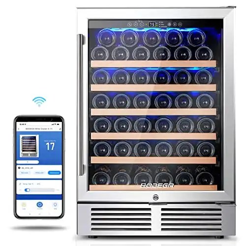 BODEGA 24 Inch Wine Cooler, 46 Bottles Capacity, Built in or Freestanding Wine Fridge