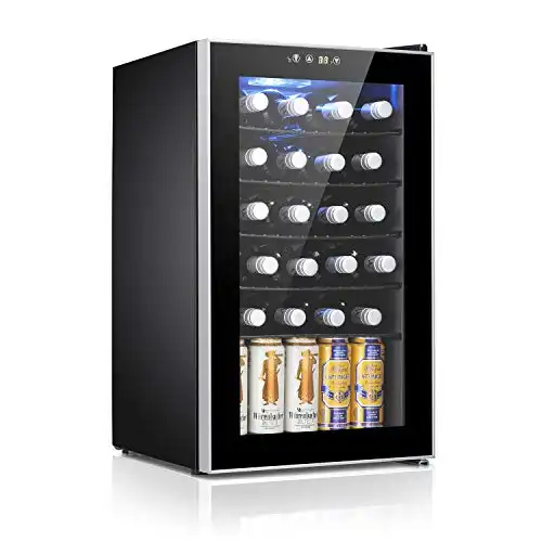 Antarctic Star 24 Bottle Wine Cooler Refrigerator, Quiet Operating Compressor, Temp Control, Freestanding